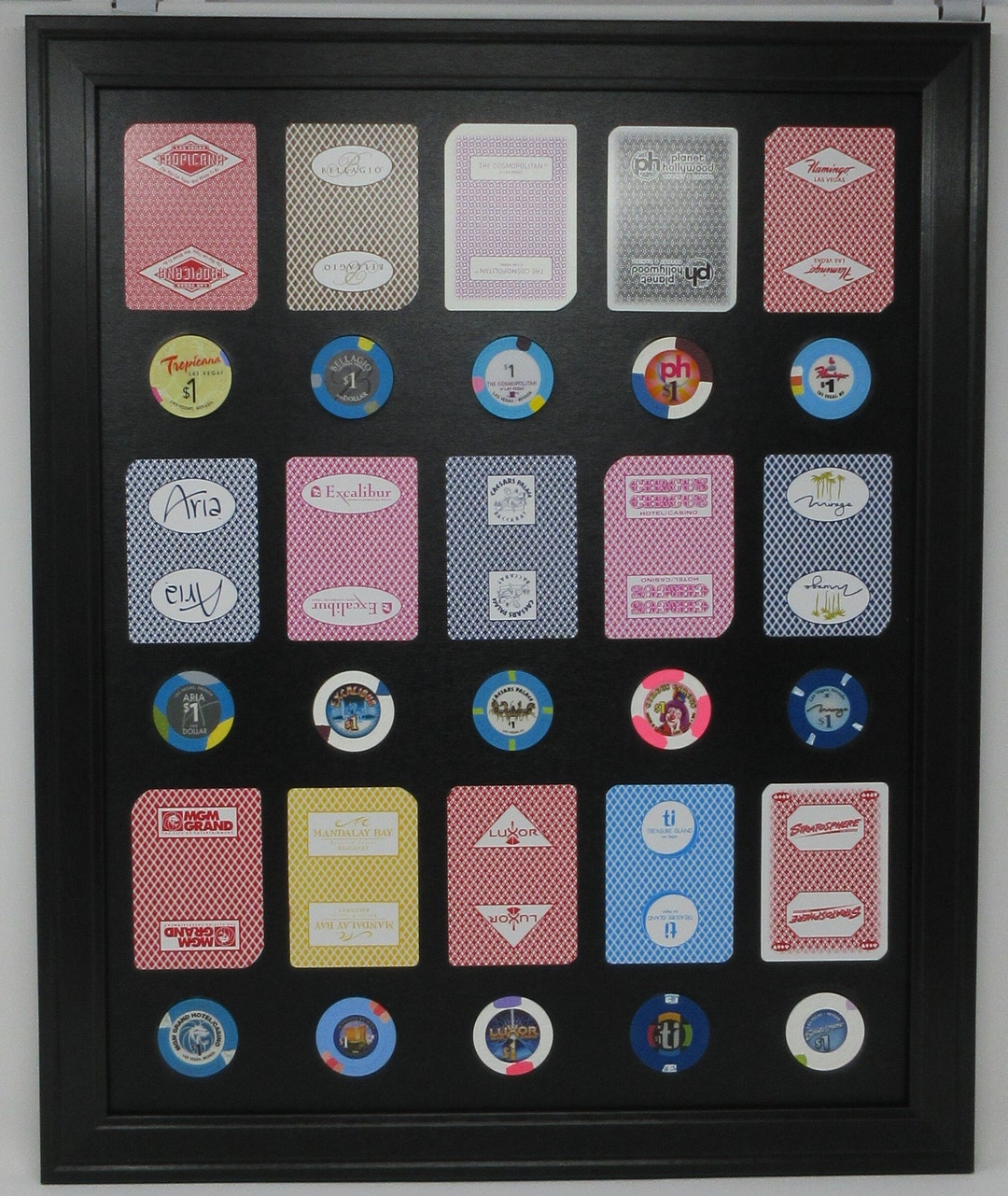 Las Vegas Playing Card and Poker Chip Wall Display Picture Frame Made in the USA Etsy
