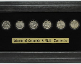 DC & USA Territories 6-Quarter Add-On Wall Display Picture Frame, USA Made, (Coins Not Included)