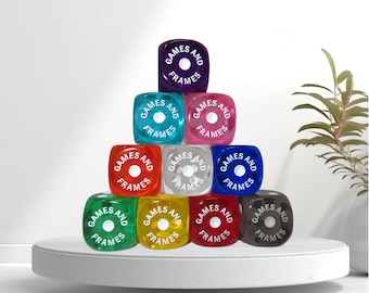 Personalized Set of 2, 16mm Translucent Engraved Dice, Bachelor Party Favors, Mahjong