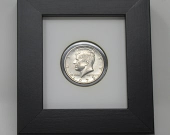 Half Dollar 31mm Coin (Not Included) Small Display Frame with Optional Personalized Plate