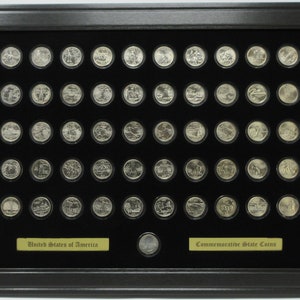 USA State Quarter Display Frame: Solid Wood Coin Holder