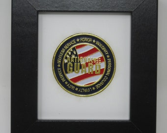1.75" Military Challenge Coin (Not Included) Small Display Frame with Optional Personalized Plate