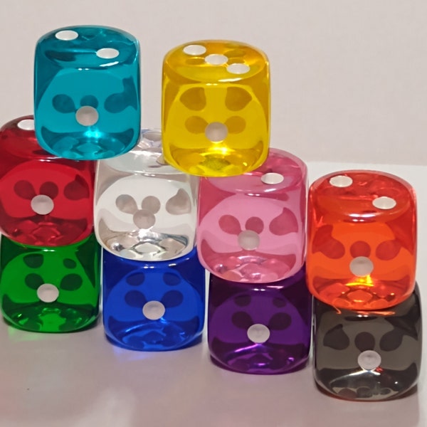 Translucent Dice, 16mm (5/8”) - 10 Different Colors - NO PERSONALIZATION