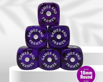 Personalized Farkle Dice w/ Free Storage Pouch, Set of 6, Rounded Corner 16mm