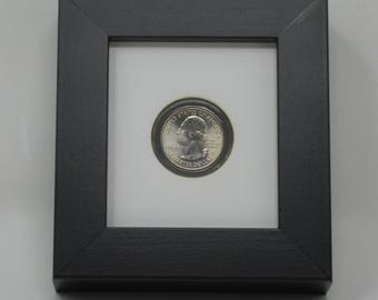 Quarter 24mm Coin (Not Included) Small Display Frame with Optional Personalized Plate