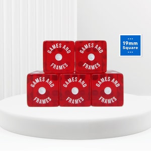Personalized Yahtzee Dice w/ Free Storage Pouch, Set of 5, Square Corner 19mm