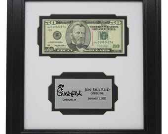 First Dollar Earned Frame with Personalized Metal Plate, USA Made (Bill NOT Included)