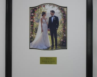 Wedding Signature Picture Frame Wall Display with Photo and Personalized Plate Made in USA