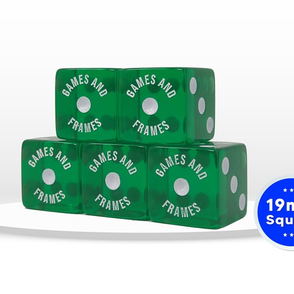 Personalized Yahtzee Dice w/ Free Storage Pouch, Set of 5, Square Corner 19mm