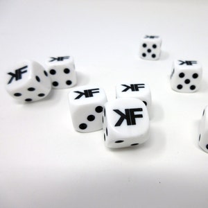 Personalized 16mm (5/8”) Opaque White Dice with Customizable 1-spot