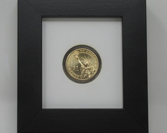 Small Dollar 26mm Coin (Not Included) Small Display Frame with Optional Personalized Plate