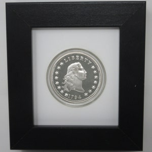 1 ounce oz. Silver Round 39mm Coin (Not Included) Small Display Frame with Optional Personalized Plate