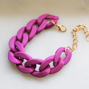 Acrylic Violet Matte Cuban Chain Bracelet