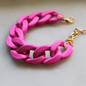 Acrylic Pink Cuban Chain Bracelet