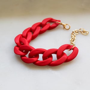 Acrylic Red Matte Cuban Chain Bracelet