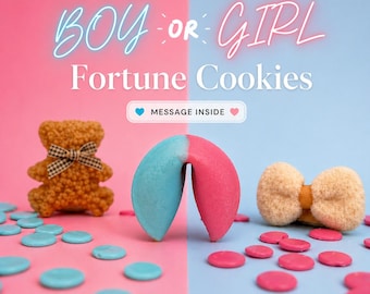Baby Gender Reveal Fortune Cookies, personalisierte Schwangerschaftsankündigung, Jungen- oder Mädchen-Plätzchen