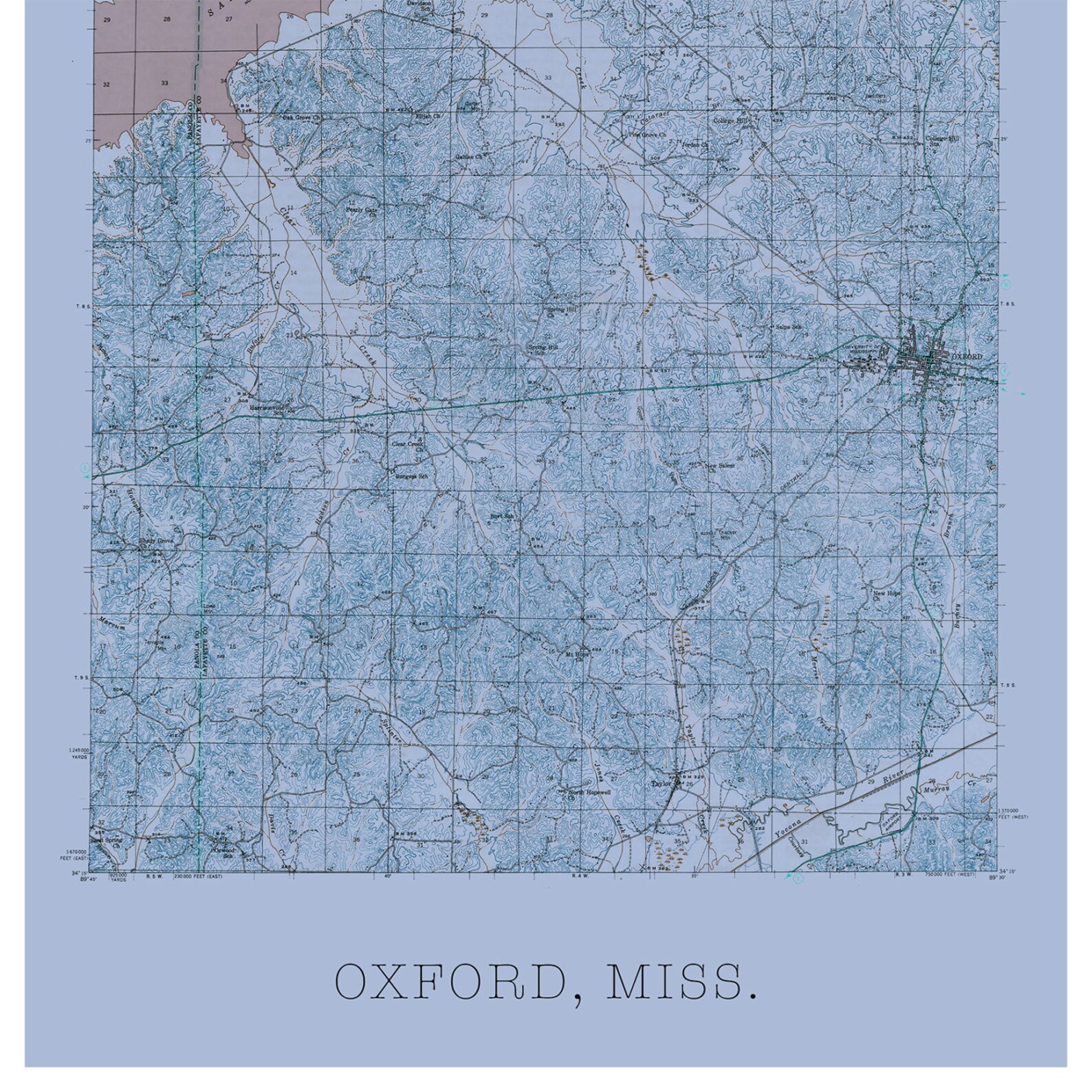 Oxford MS Map Ole Miss Etsy