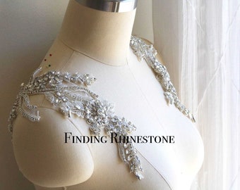 Venice Lace Applique A174-f Gray Lace Applique Mirrored Pair Lace Applique Costume Lace Applique Lace Applique Trim Gray