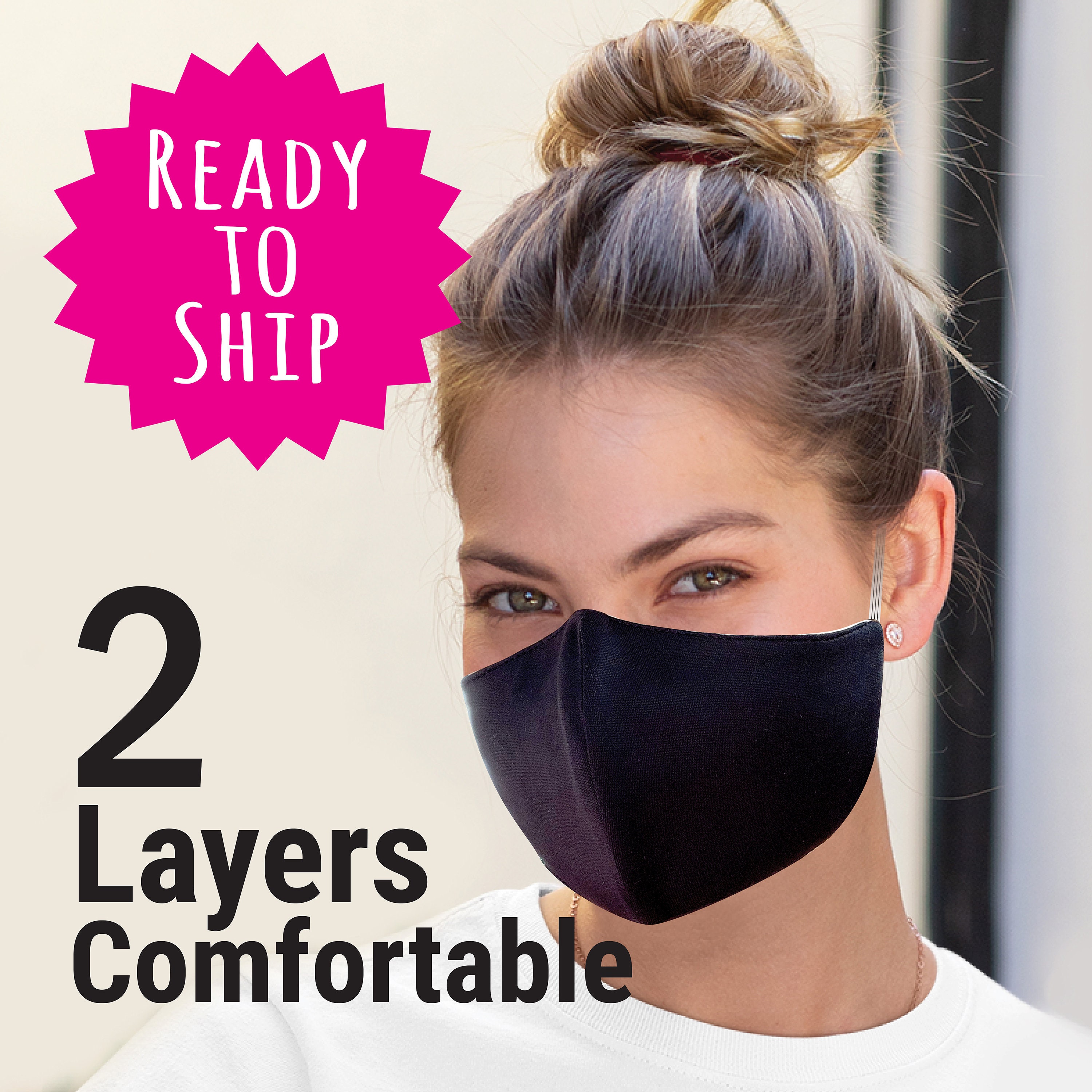 Unisex Face Mask 2 Layers Face Mask Black Breathable Etsy