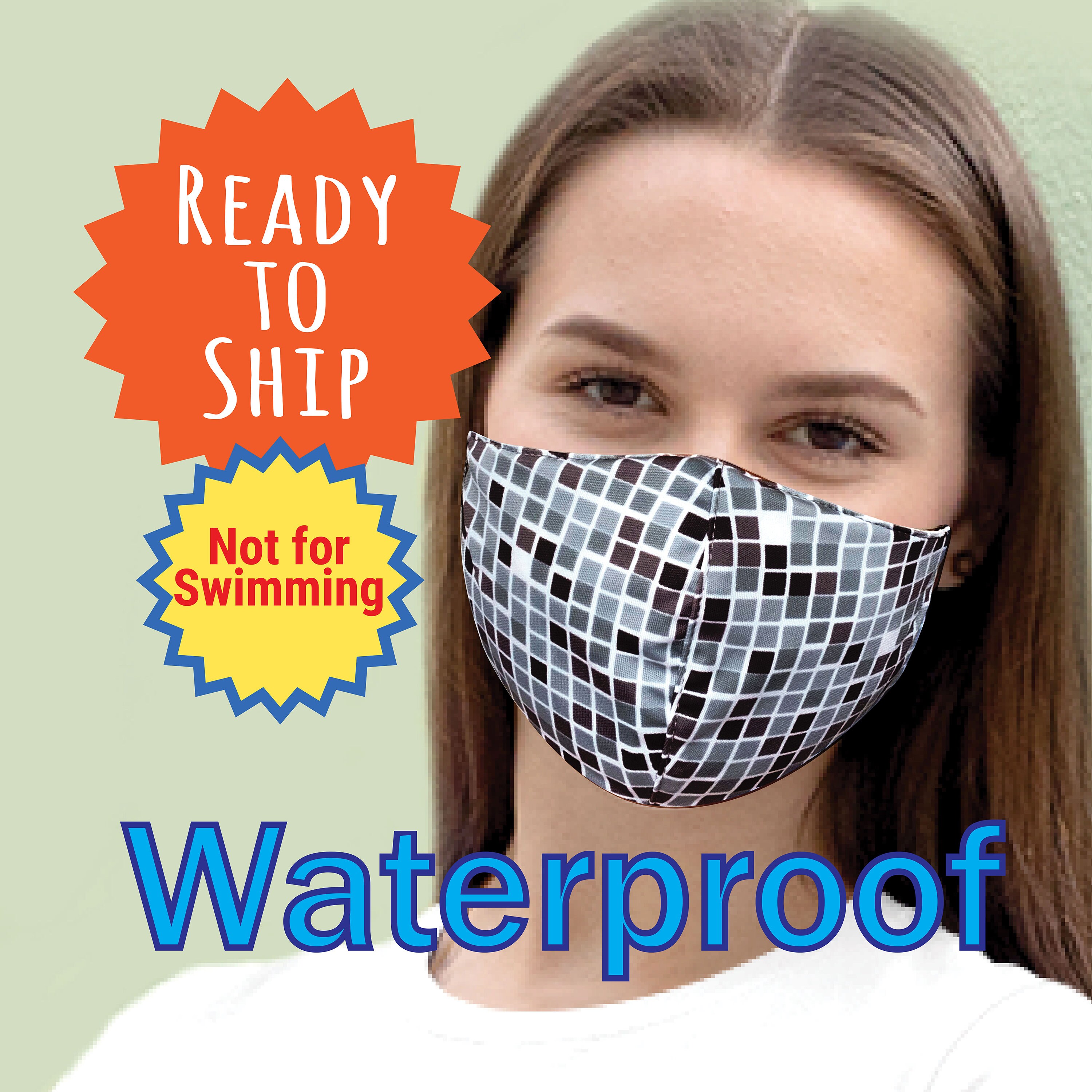 Waterproof Face Mask Unisex Face Mask black Square Etsy