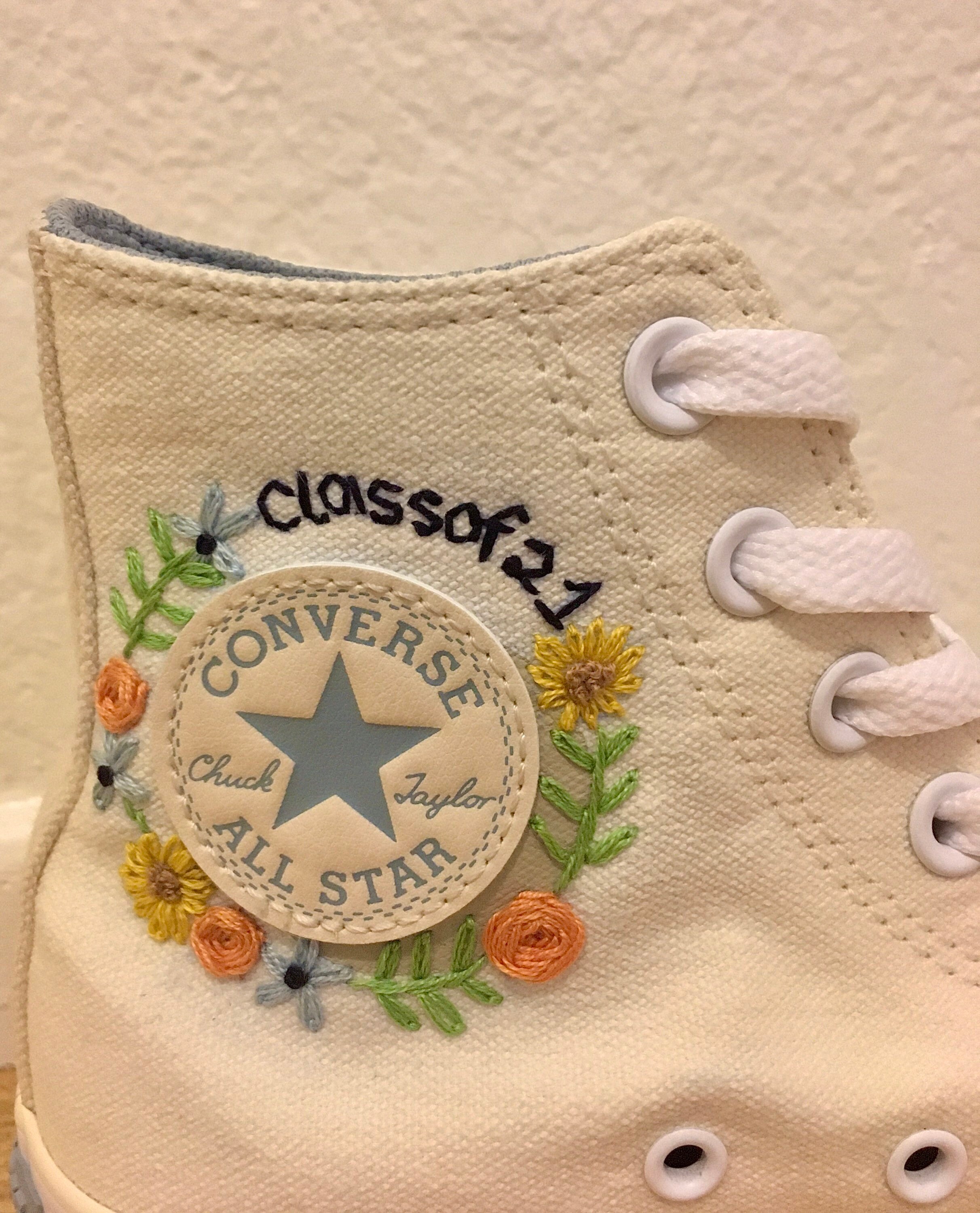 Custom Designed Embroidered Converse Etsy