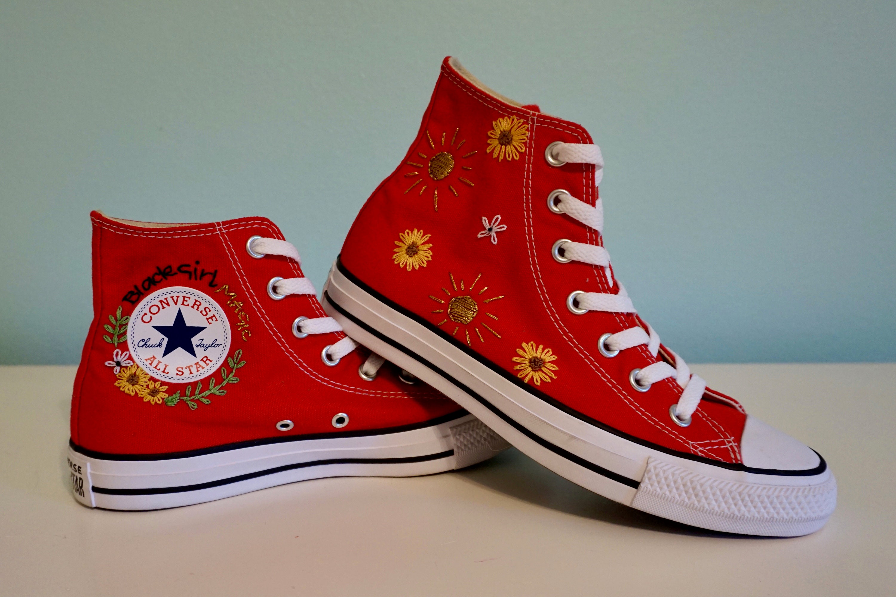 Custom Designed Embroidered Converse Etsy