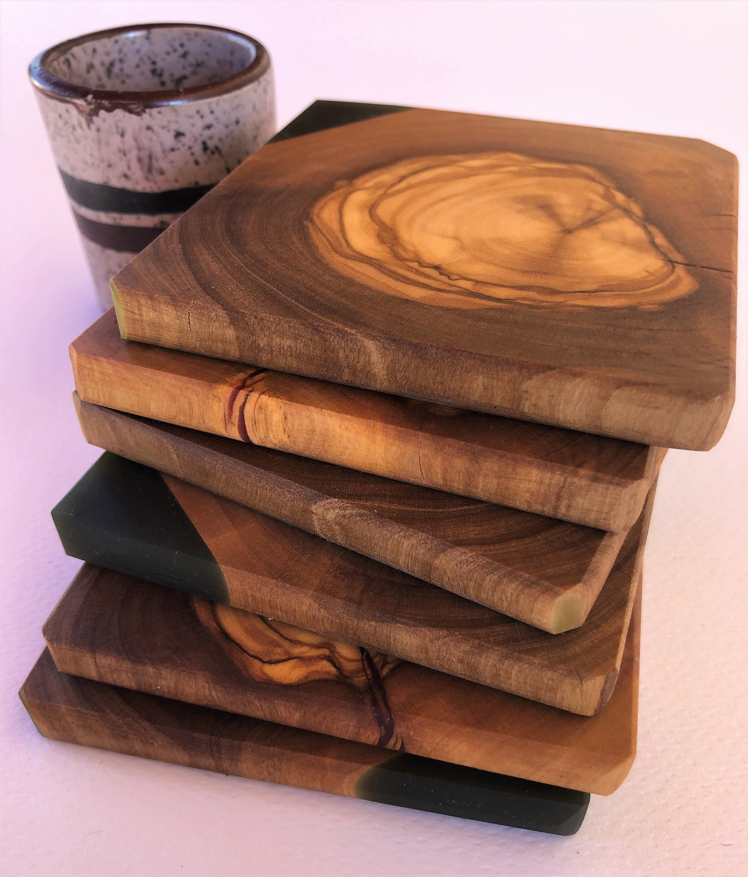 Olive Wood Coaster Set – TENZO