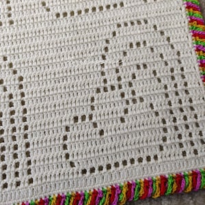 Rainbow Filet Crochet Blanket Pattern, Baby Shower Gift (PDF Pattern)