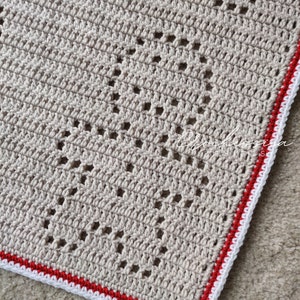 Christmas Blanket | Baby Blanket Crochet Pattern | Festive Blanket Design | Filet Crochet | Gingerbreadman Pattern | Handmade Crochet