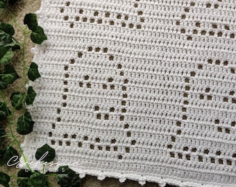 Ghost Filet Crochet Blanket Pattern, Baby Blanket Crochet Pattern, Personalized Crochet Pattern, Crochet Throw Pattern, Halloween, Spooky