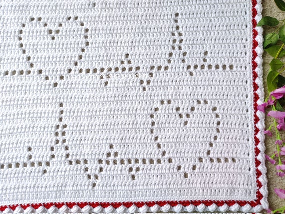 Filet heart crochet blanket pattern best sale