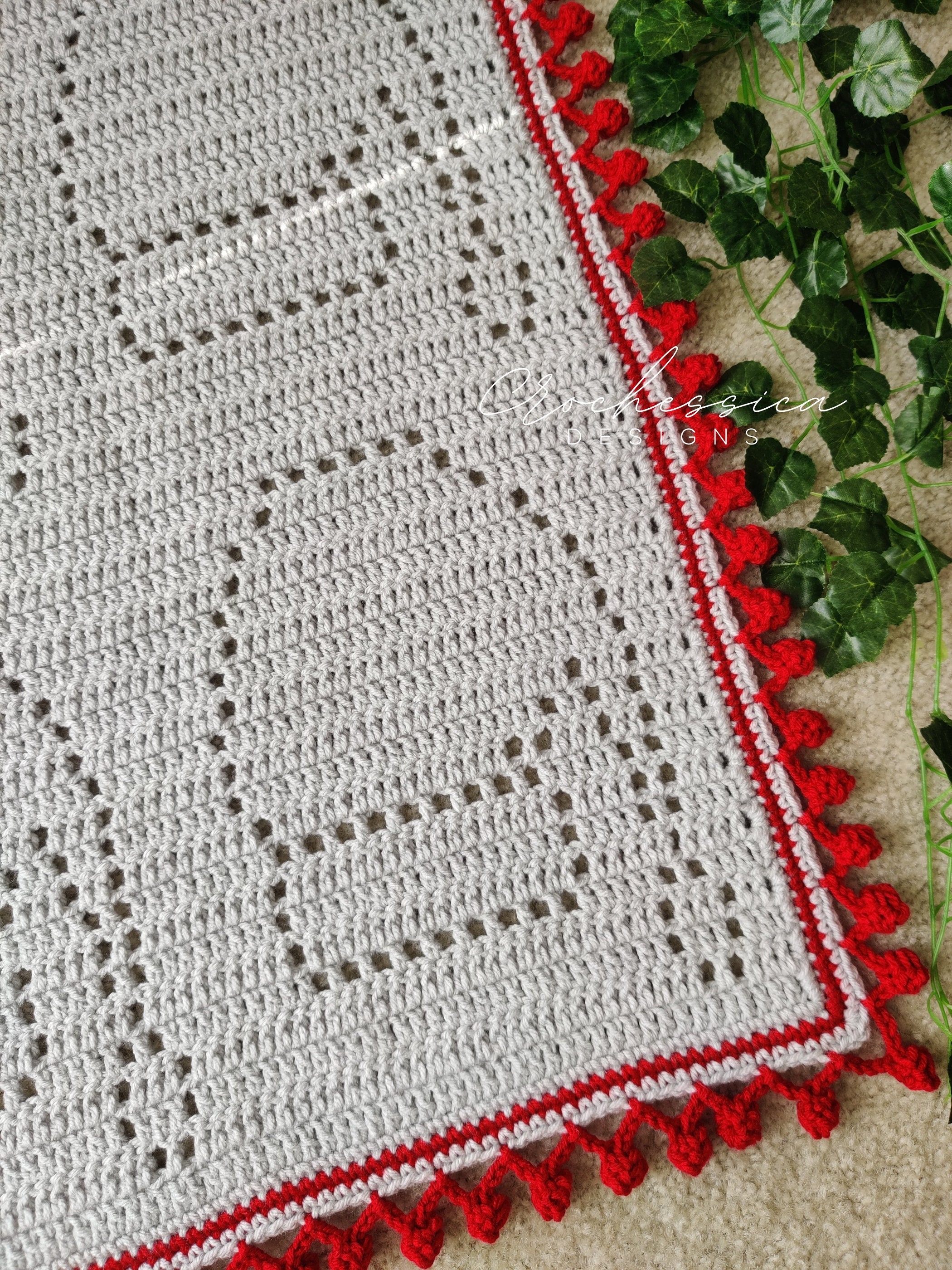 Santa Hat Filet Crochet Blanket Written Pattern Downloadable Etsy