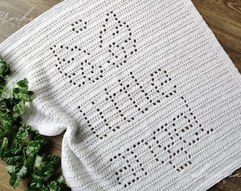 Little Angel Filet Crochet Blanket Pattern | Baby Gift (PDF Pattern)
