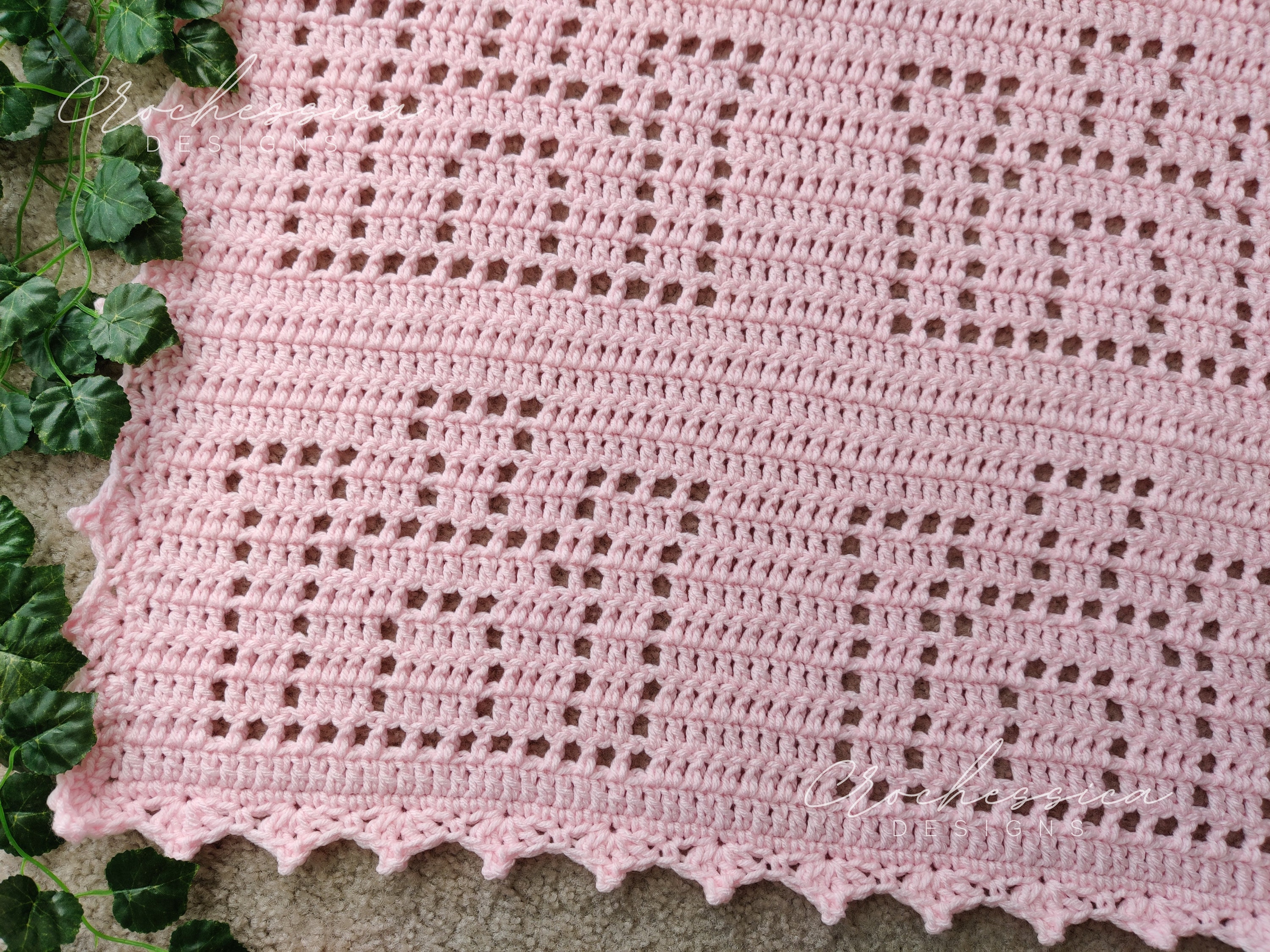 Princess Castle Filet Crochet Blanket