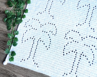 Palm Tree Crochet Blanket pattern | Newborn gift | Handmade Baby Boy Crochet pattern | Filet Crochet | Jungle Forest Crochet Digital Pattern