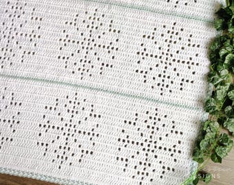 Schema per coperta all'uncinetto con fiocchi di neve / Schema invernale a filet (schema PDF)