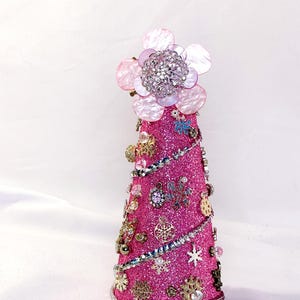 ミニ ジュエリー クリスマス ツリー - シルバー スノーフォール - すべてリサイクル素材