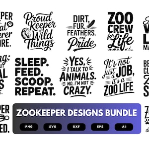 Tierpfleger SVG Bundle | Tierpflege Clipart, Zoo Wächter Silhouette Cut Files für Cricut & Sublimation