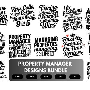 Property Manager SVG Bundle | Real Estate Clipart, Property Management Quotes , Tenant Life Cut Files for Cricut & Sublimation