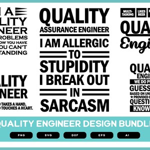 Ontwerpbundel kwaliteitsingenieur | Kwaliteitsontwerp | Overhemden voor kwaliteitsingenieurs | Kwaliteitstechnisch gezegde | Quality Engineer SVG | Ingenieur POD, png
