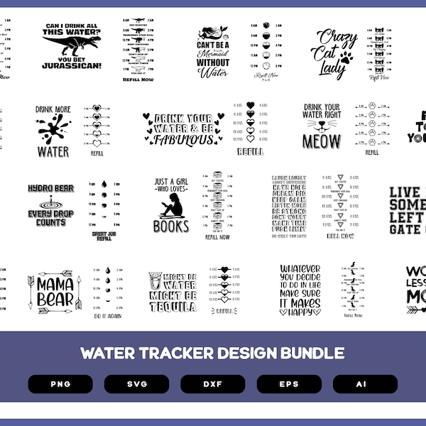 Water Tracker Design Bundle | Water Tracker Design | Water Tracker SVG | Water Tracker PNG | Funny Water Tracker Design