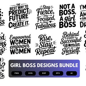 Girl Boss SVG Bundle | Empowering Female Entrepreneur Quotes Cut Files for Cricut, Silhouette & Sublimation