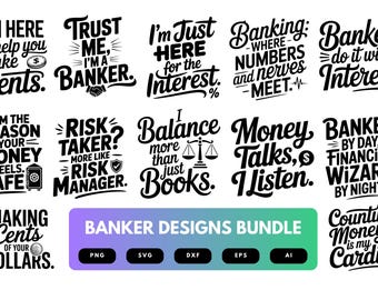 Banker SVG Bundle | Finance Clipart, Money , Banking Silhouette Cut Files for Cricut & Sublimation