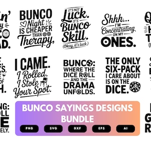 Bunco SVG Bundle | Lustiges Würfelspiel Sprüche, Party Clipart & Cricut Cut Dateien für Spieleabend Basteln