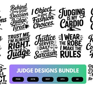 Judge SVG Bundle | Courtroom Clipart, Law , Justice Quotes Cut Files for Cricut & Sublimation