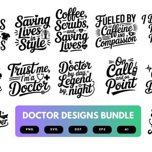 Doctor SVG Bundle | Funny Medical Quotes, Healthcare Clipart , Silhouette Cut Files for Cricut & Sublimation