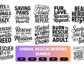 Animal Rescue SVG Bundle | Pet Adoption Clipart, Shelter Volunteer Cut Files for Cricut & Sublimation