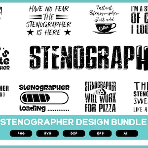 Stenographer Design Bundle | Stenographer Shirt | Stenographer Mug | Stenographer Gift | Stenographer SVG | Stenographer PNG
