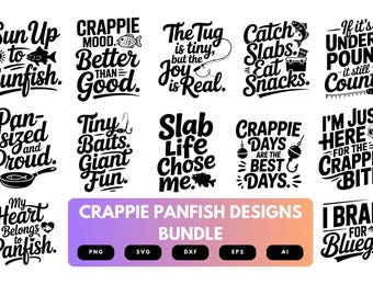 Crappie Panfish SVG Bundle | Freshwater Fishing , Angler Cut Files for Cricut, Sublimation & Outdoor Gear