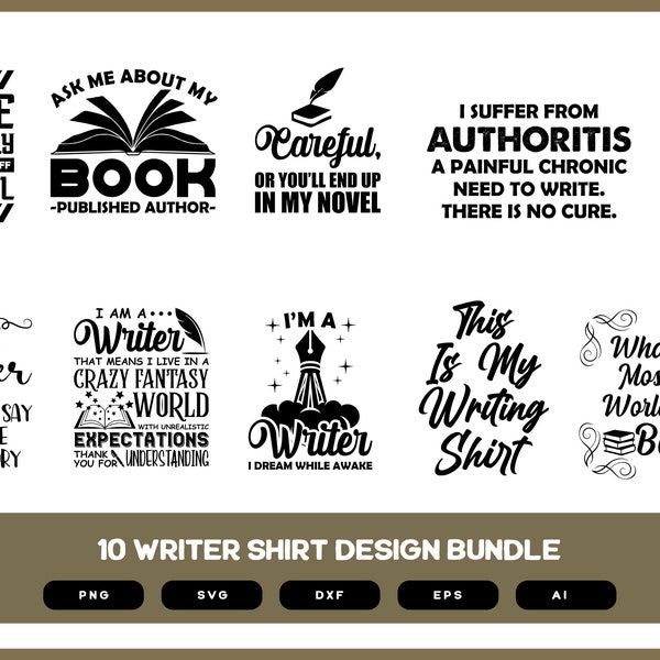 Writer Design Bundle | Writer Design Bundle SVG | Writer Shirt Design | Writer EPS | Writer Design | Writer Shirt POD